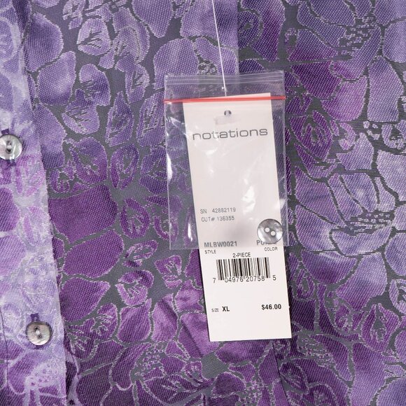 Y2K Sheer Blouse Tank Set XL Womens NEW Purple Floral Button Up Linen Blend - Picture 5 of 8